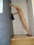 Wet white speedo in the shower (armpits)