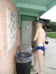 Heading back to the locker room - in Speedo Fastskin Royal Blue brief