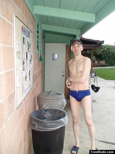 Heading back to the locker room - in Speedo Fastskin Royal Blue brief