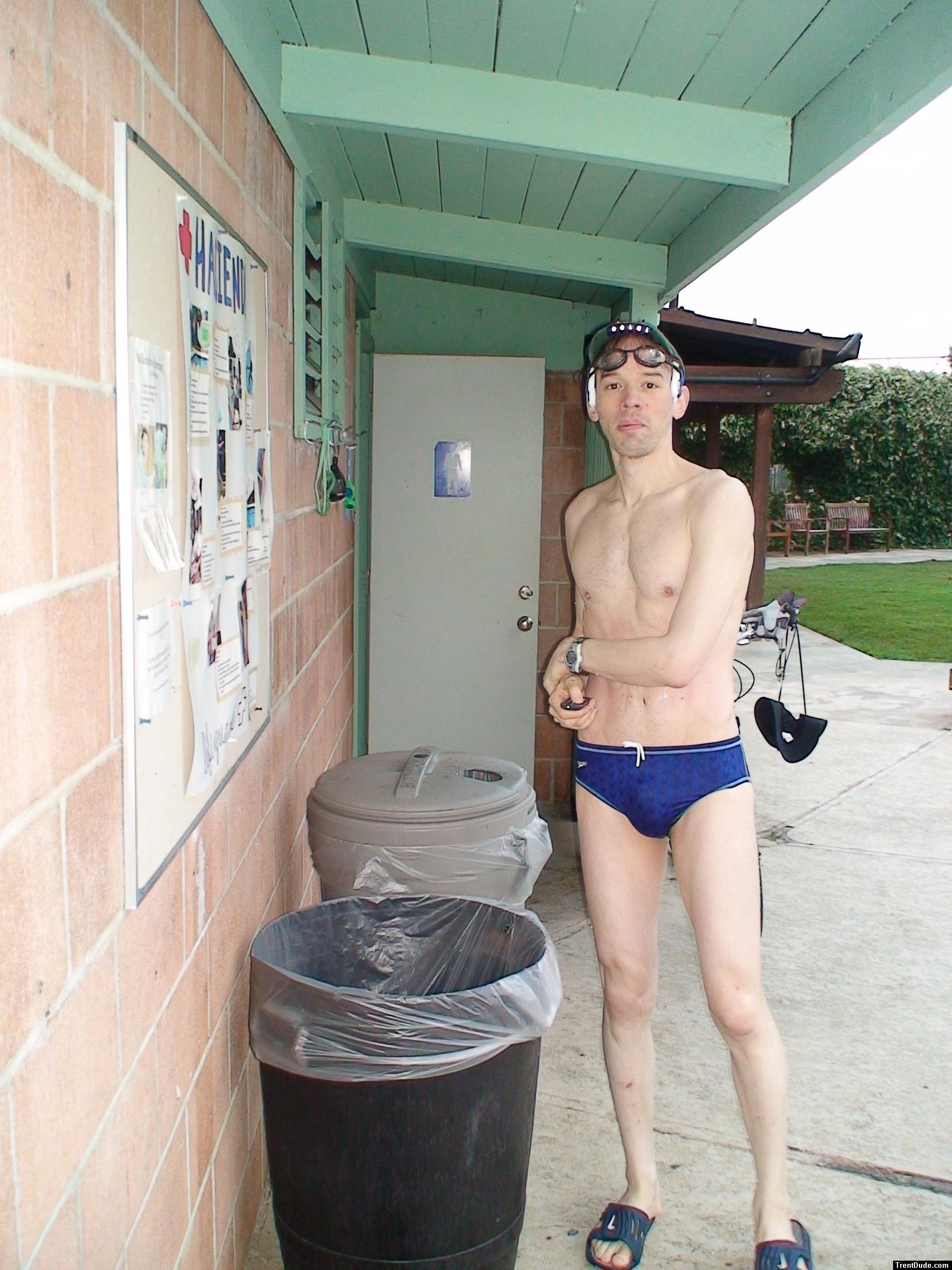 Heading back to the locker room - in Speedo Fastskin Royal Blue brief