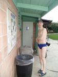 Heading back to the locker room - in Speedo Fastskin Royal Blue brief (smile)