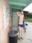 Heading back to the locker room - in Speedo Fastskin Royal Blue brief