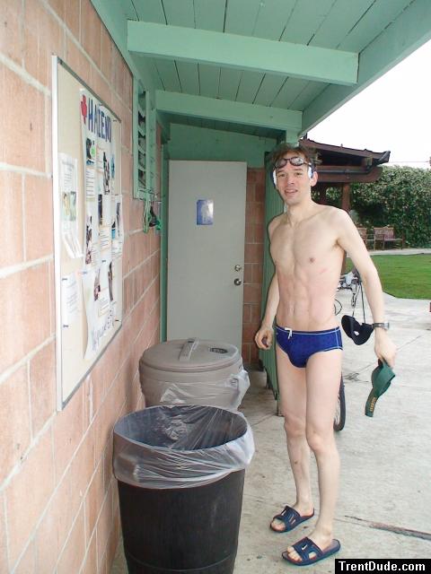 Heading back to the locker room - in Speedo Fastskin Royal Blue brief