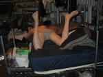 watching tv with legs in the air