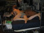dude laying on bed in his underwear wearing a grey Tommy Hilfiger brief (rear)