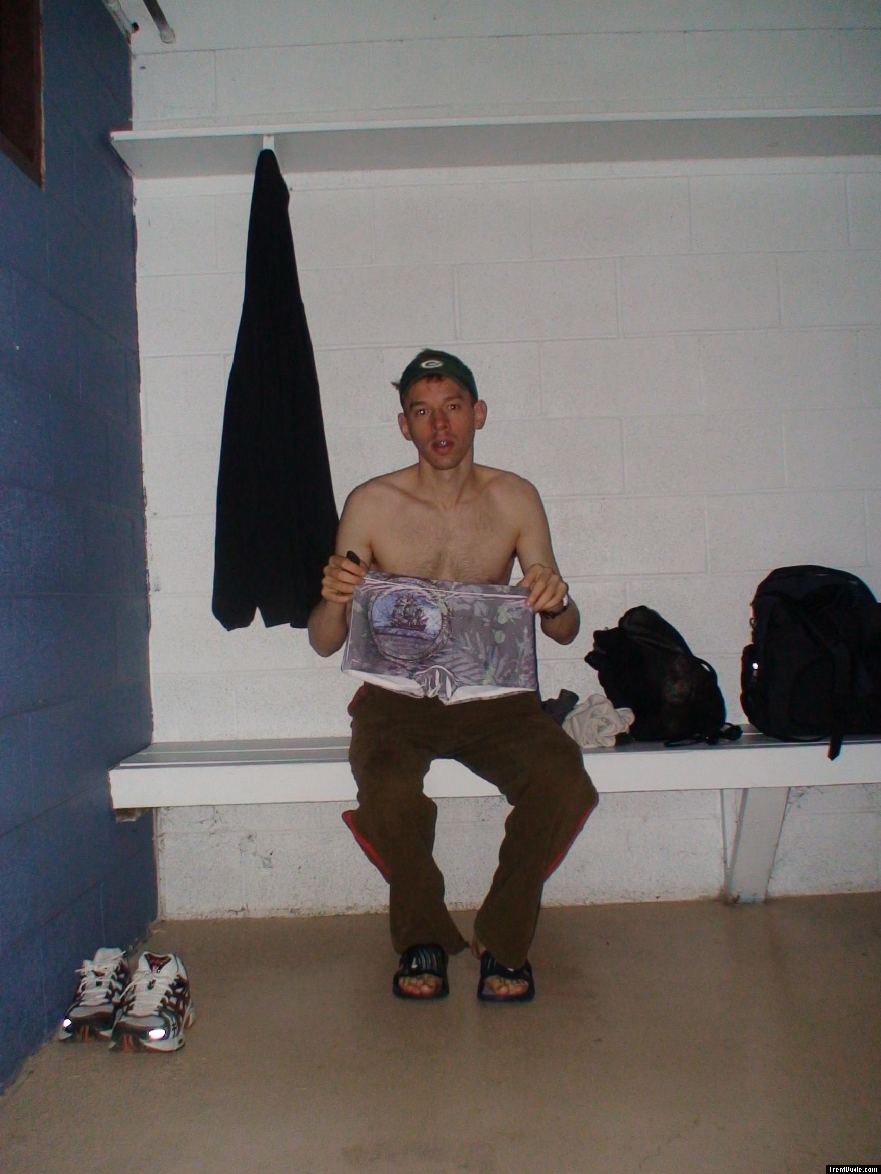 showing his new Pirates swimsuit