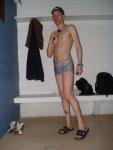 shaving his chest hair