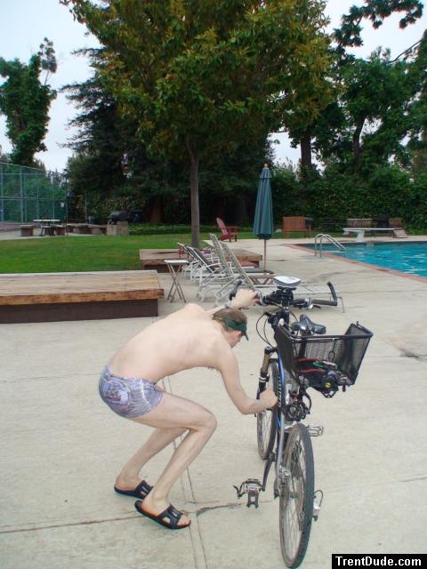 checking the bike in the Ami Sanzuri suit