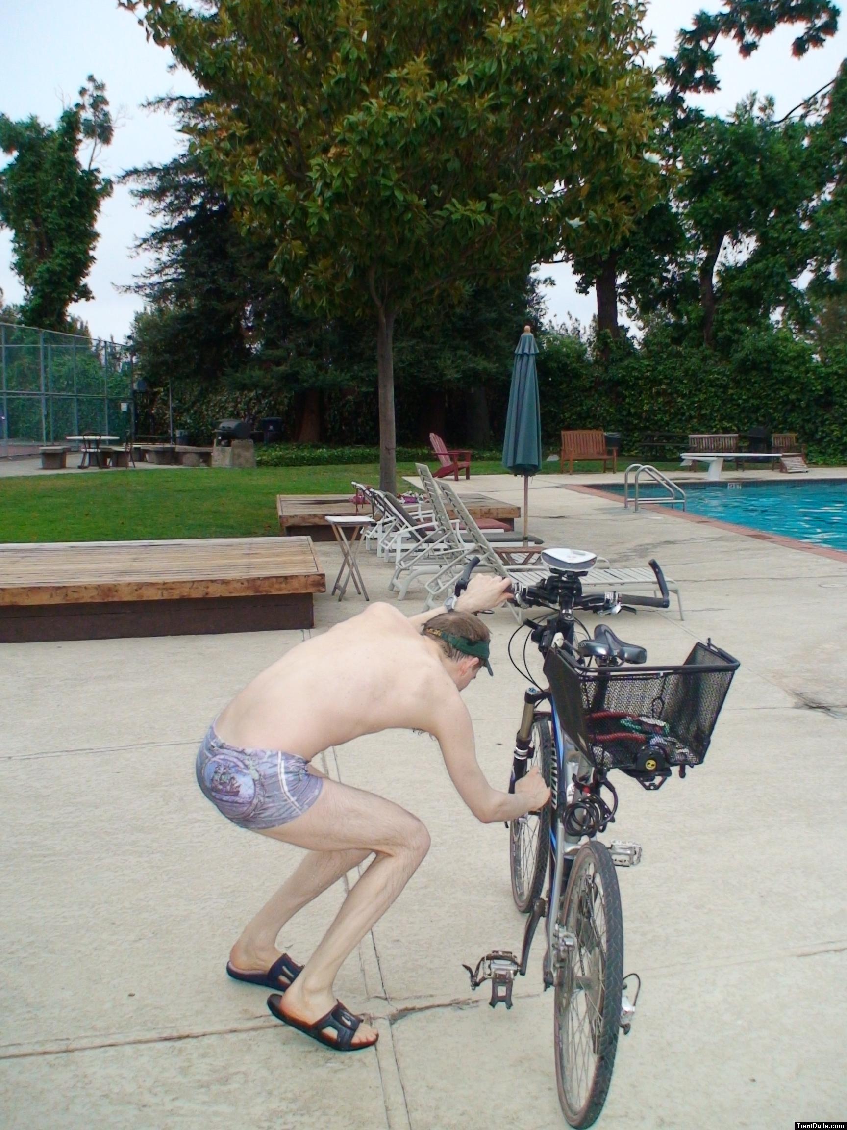 checking the bike in the Ami Sanzuri suit