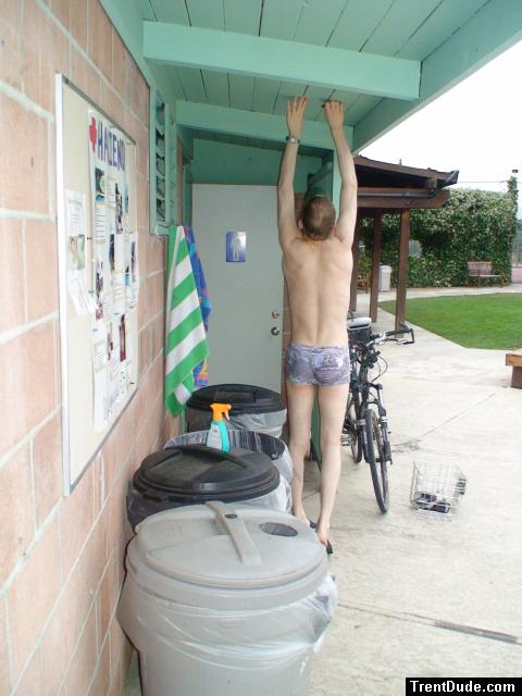stretching in Pirates swimsuit by designer Ami Sanzuri