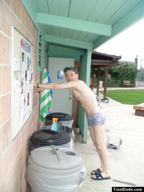 stretching in Pirates swimsuit by designer Ami Sanzuri