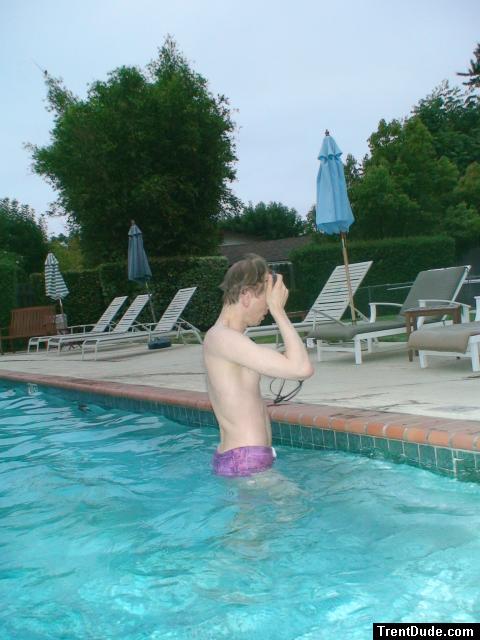 after swimming in a Ami Sanzuri Swimwear Square Cut Trunk (MCMX Purple Size Medium)