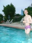 after swimming in a Ami Sanzuri Swimwear Square Cut Trunk (MCMX Purple Size Medium)