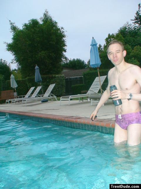 after swimming in a Ami Sanzuri Swimwear Square Cut Trunk (MCMX Purple Size Medium)