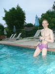 after swimming in a Ami Sanzuri Swimwear Square Cut Trunk (MCMX Purple Size Medium)