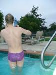 after swimming in a Ami Sanzuri Swimwear Square Cut Trunk (MCMX Purple Size Medium)