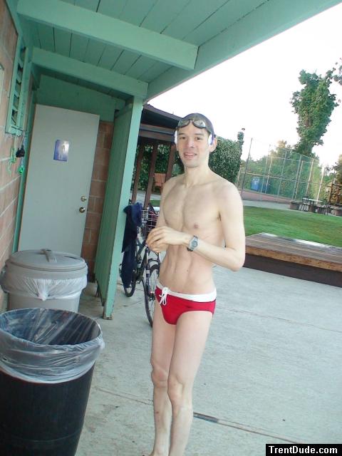 toned abs, red speedo (best)