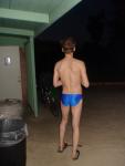 blue speedo in the dark
