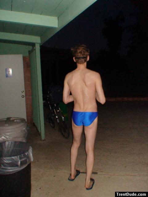 blue speedo in the dark