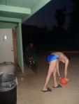 Grabbing the basketball
