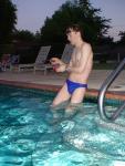 after a swim in a blue speedo