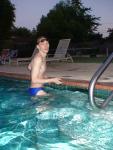 after a swim in a blue speedo