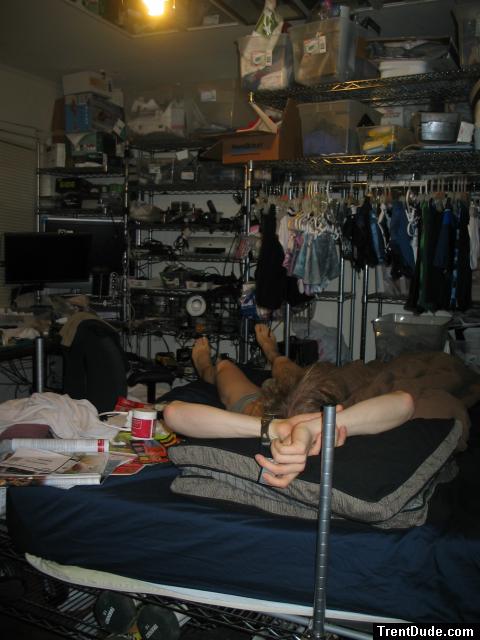 Laying in a messy bed