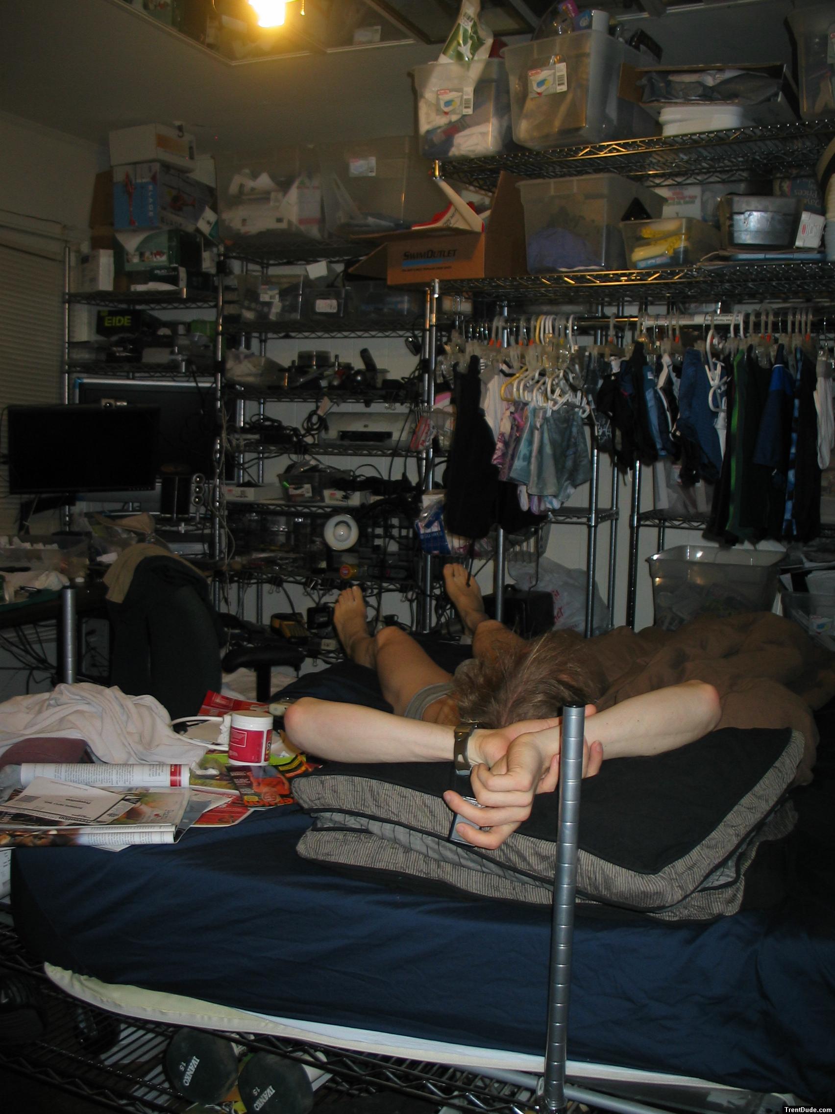 Laying in a messy bed