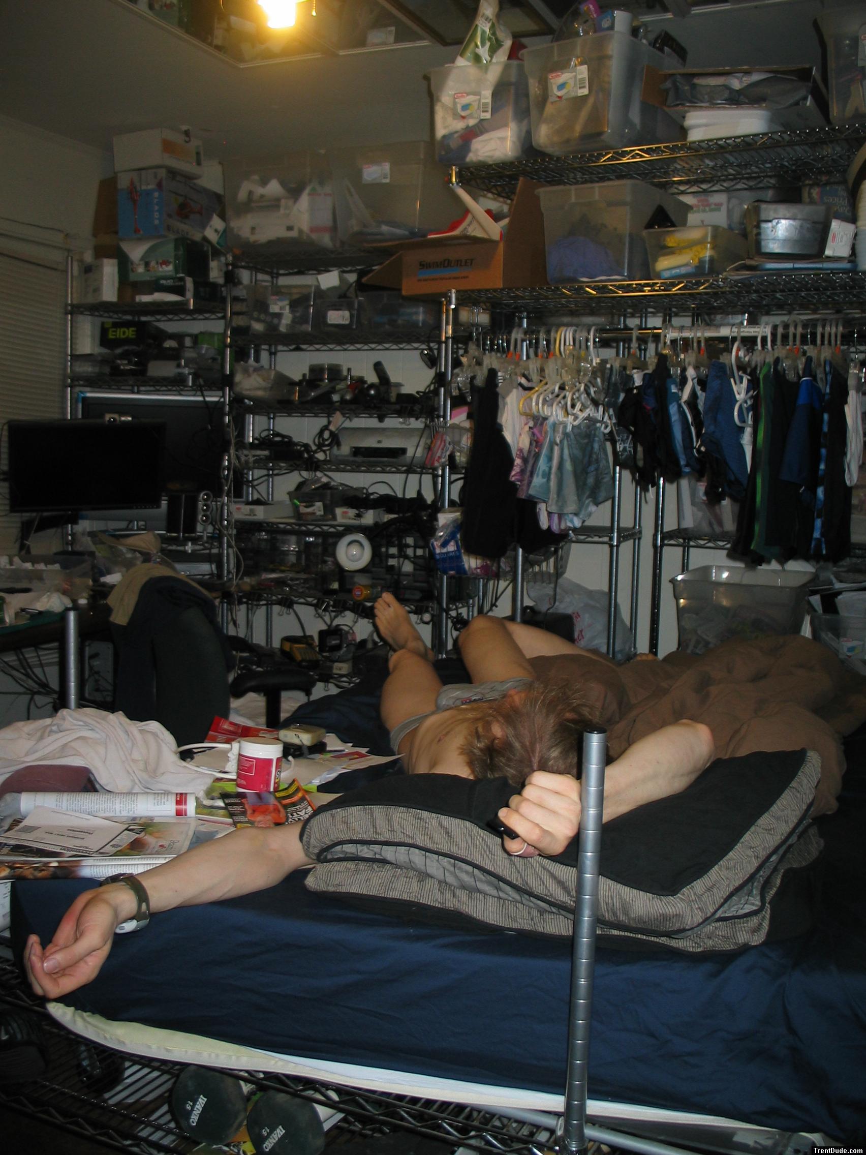 Laying in a messy bed