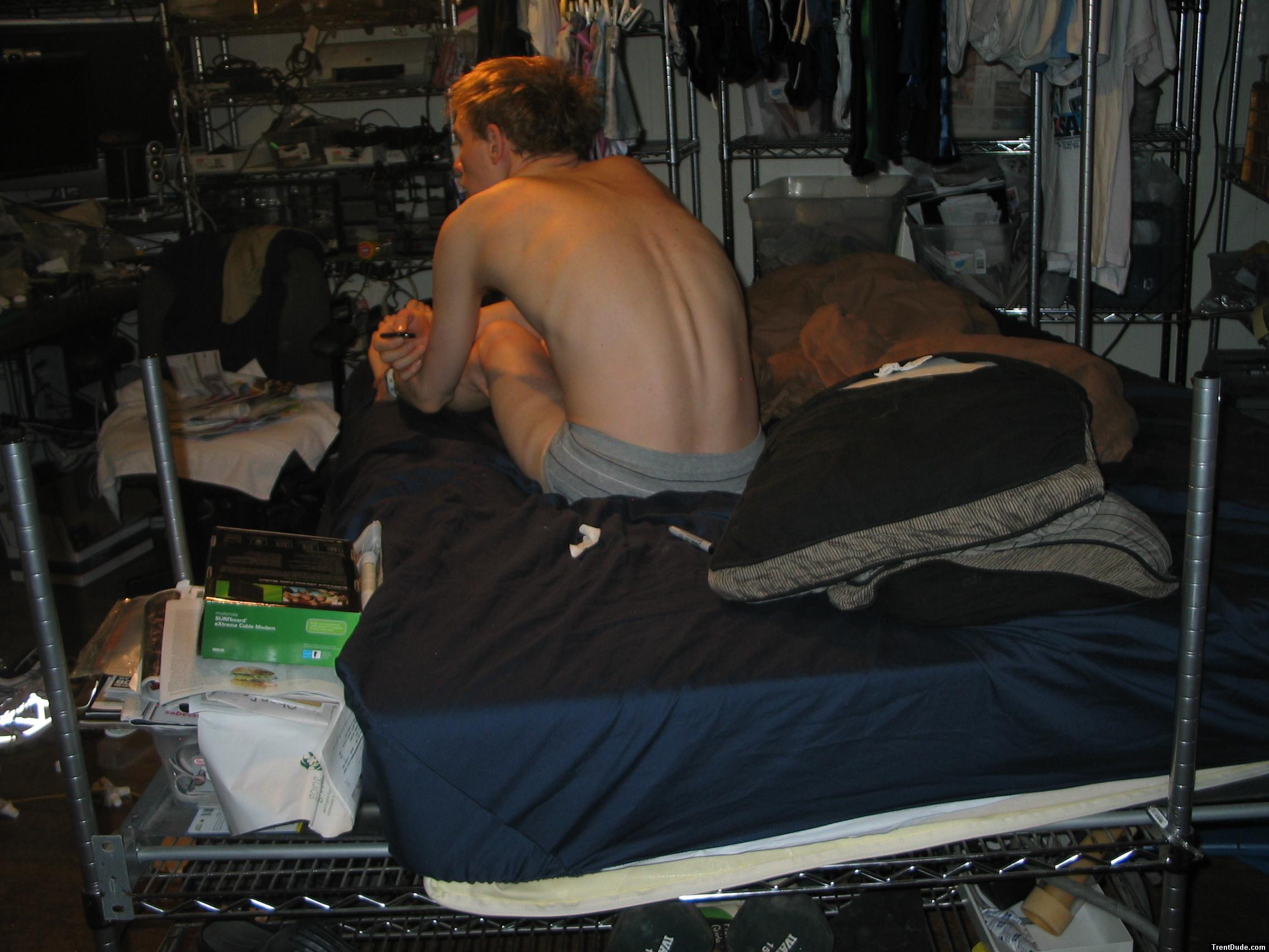 intensely watching something on TV