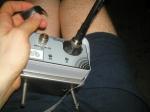Resting an antenna on the leg - closeup