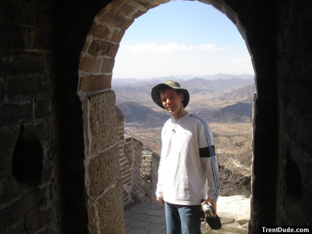 Trent in archway at Great Wall of China - Near Beijing