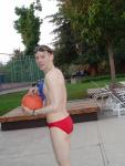 Red speedo and basketball