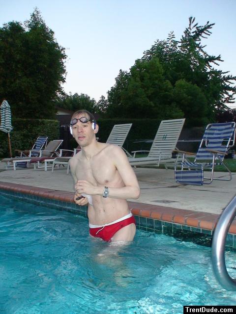 Water polo Dude in a red speedo