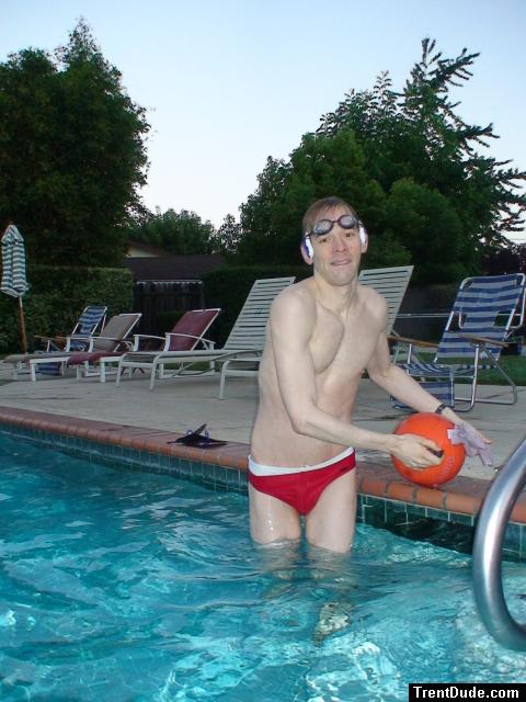 Water polo Dude in a red speedo