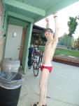 pull-ups in a red speedo (best)