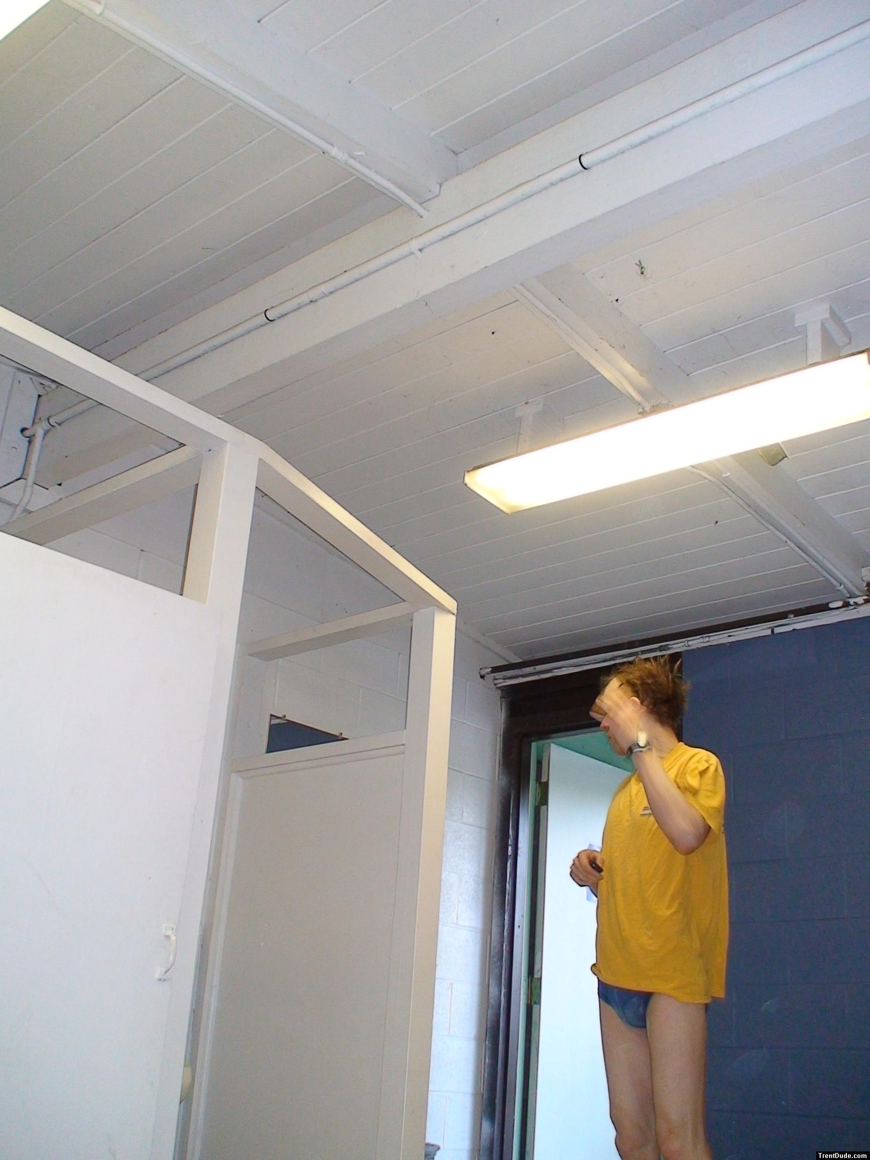 Blue Patagonia brief in the swim locker room