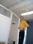 Blue Patagonia brief in the swim locker room