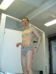 Wearing grey Tommy Hilfiger briefs in the locker room