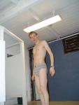 Wearing grey Tommy Hilfiger briefs in the locker room