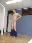 swimmer dude wearing greay Tommy Hilfiger briefs, Addidas sweats (abs)