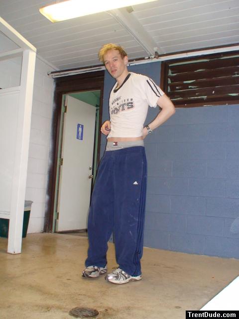 Adidas sweats over grey tommy underwear