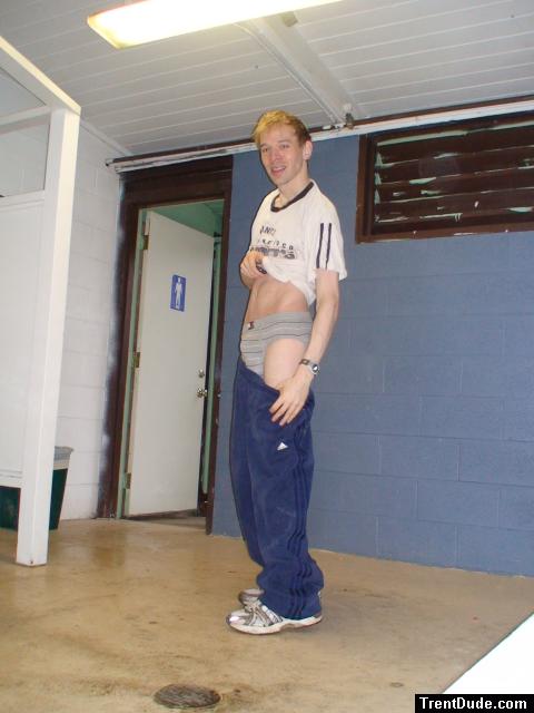 Adidas sweats over grey tommy underwear