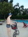 Calvin klein swim briefs at the pool, speedo swim cap