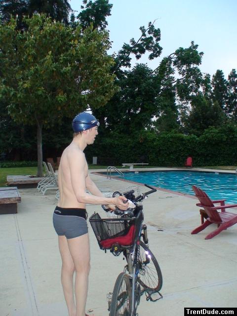 Calvin klein swim briefs at the pool, speedo swim cap