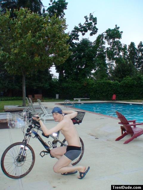 Calvin klein swim boxer at the pool, bike riding in speedos