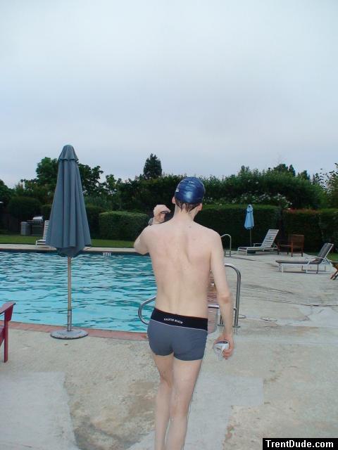 Calvin klein swim briefs at the pool (rear)