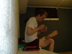 red hanes, feet
