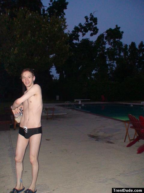 stretching before a morning swim