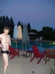 Black speedo at the pool early morning
